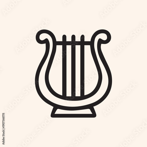 Elegant Lyre Instrument Icon Simple Black Outline For Classic Music