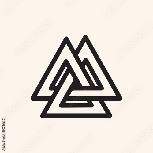 The Ancient Norse Valknut Symbol of Odin in Modern Minimalist Style