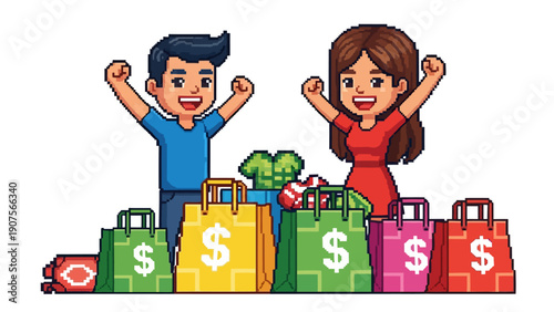 Happy Couple Shopping Success.