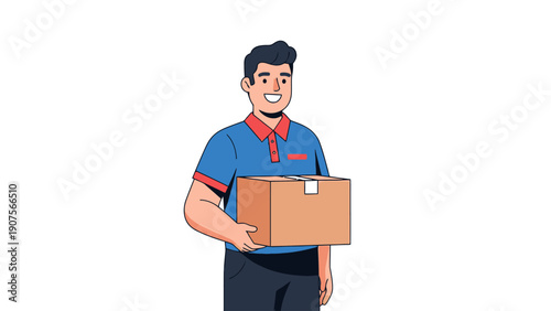 Man Holding Cardboard Box.