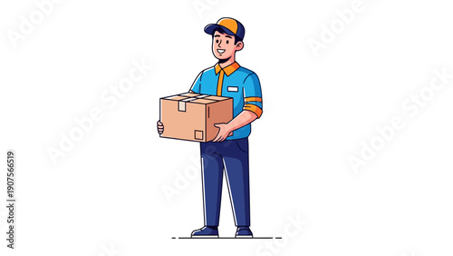 Man holding cardboard box.