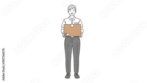 Man Holding Orange Clipboard.