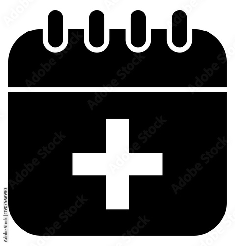 Solid Black Medical Appointment Icon for Healthcare