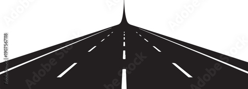 Asphalt Highway Road Stretching into the Distance Perspective View