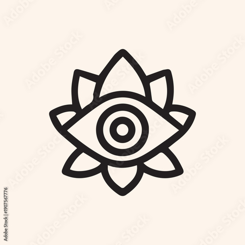 Minimalist Lotus Flower Third Eye Icon for Spiritual Wellness