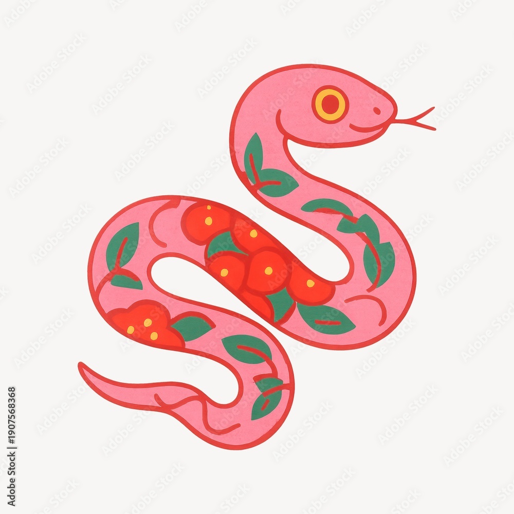 Obraz premium Colorful floral snake illustration