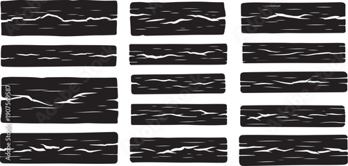 Collection of abstract black and white wood grain textures