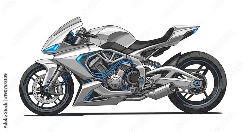 Obraz premium Modern Sport Motorcycle Design Illustration.