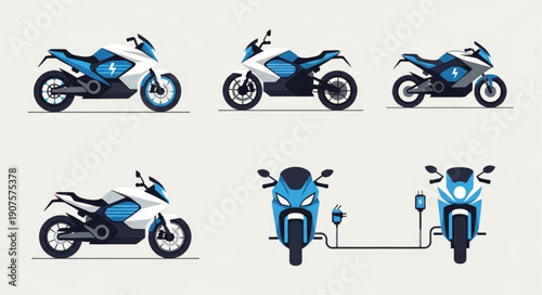 Electric Motorcycle Collection Modern Sport Bike Designs.