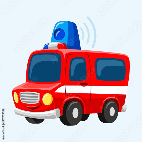 Wallpaper Mural Red Fire Truck Illustration Front View. Torontodigital.ca