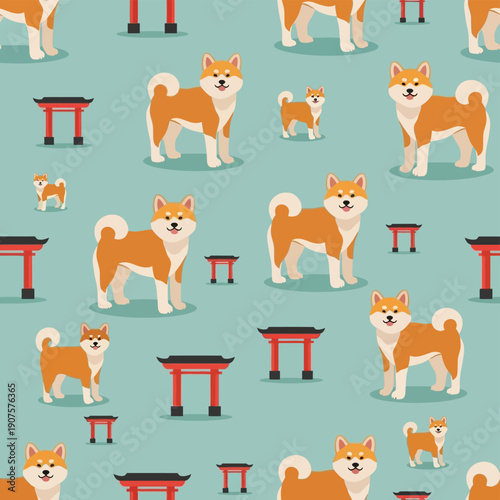 Shiba Inu Dog Pattern Design.
