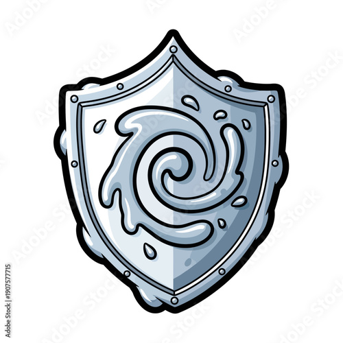 Silver Shield with Spiral Design.