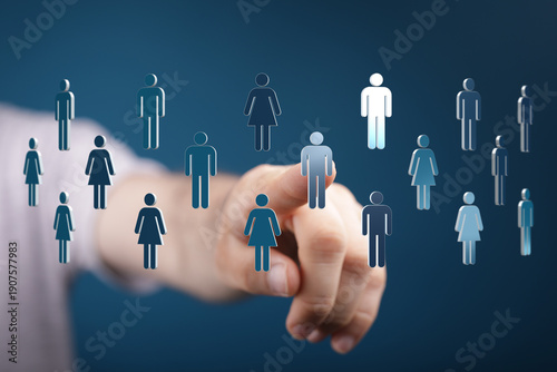 Hand pointing at human silh...