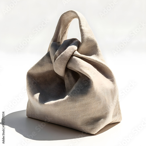 Chic Knot Bag: A stylish, light-colored knot bag sits against a clean backdrop, showcasing its unique design and refined aesthetic. This accessory embodies elegance and practicality.