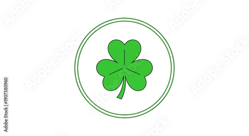 Green four leaf clover in circle symbol luck good fortune