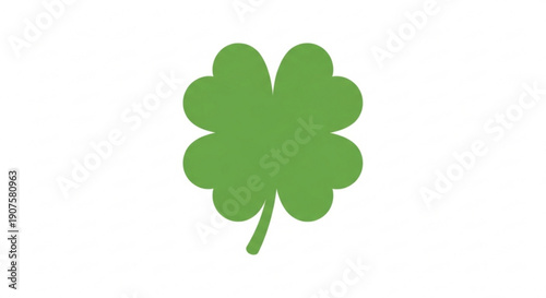 Lucky green four leaf clover on white background symbolizing good fortune