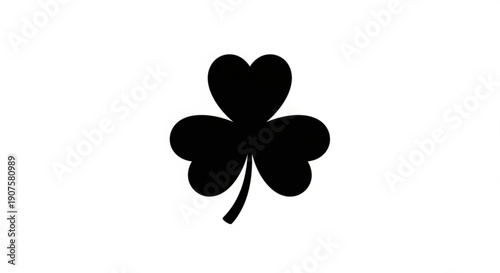 Black four leaf clover silhouette on white background symbol of luck and good fortune