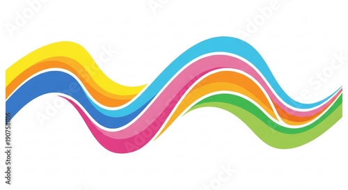 Vibrant multicolored wavy lines on white background abstract graphic design element