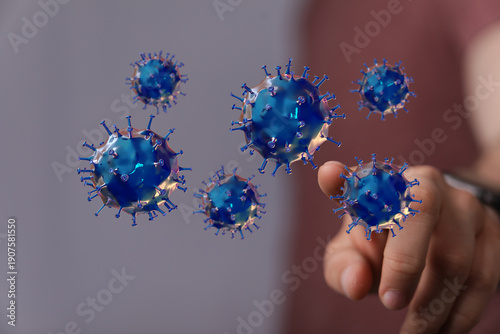 3D render of virus particle...