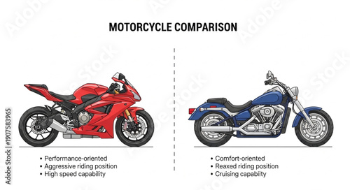 Motorcycle Comparison Sportbike Cruiser Side By Side.