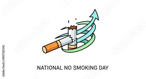 National no smoking day illustration with cigarette and arrow