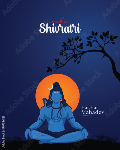 Maha Shivratri Festival Illustration Social Media Post