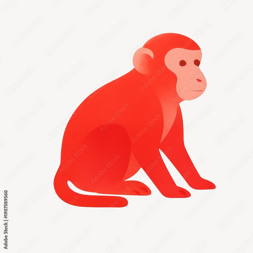 Obraz premium Bright red monkey illustration.