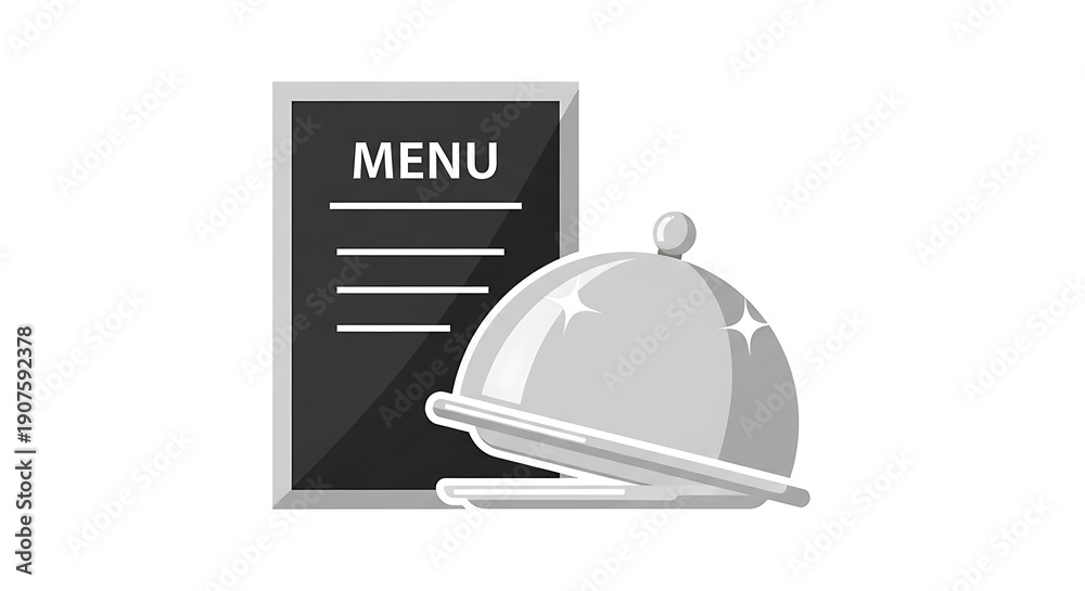 Fototapeta premium Restaurant Menu and Food Service Cloche Icon symbolizing dining options and culinary presentation