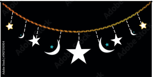 Ramadan kareem decorations with stars and moons
