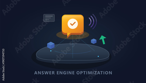 Successful Answer Engine Optimization Strategy Concept. Achieving High Search Ranking Results.