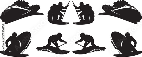 Water Sports Silhouette Icons Set for Designers and Developers