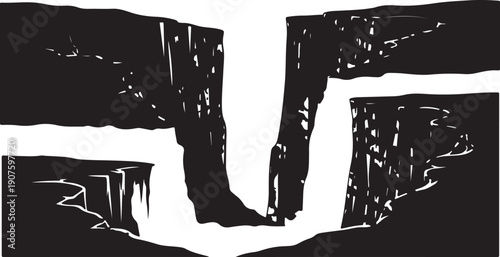 Abstract Black and White Illustration of Broken Surface Texture