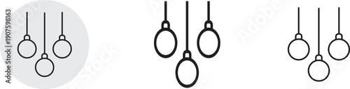 Hanging Pendant Light Icons Vector Set – Minimal Ceiling Lamp Symbols