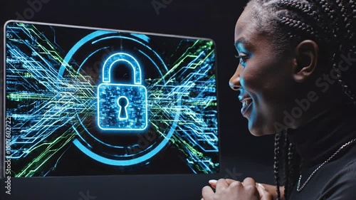 Wallpaper Mural Cybersecurity and Online Data Protection Concept with Digital Lock on Laptop Torontodigital.ca