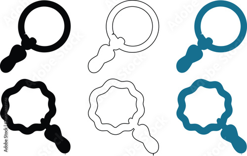 Stylized magnifying glass with wavy lens shapes search , magnifying glass, search, zoom, discover, 