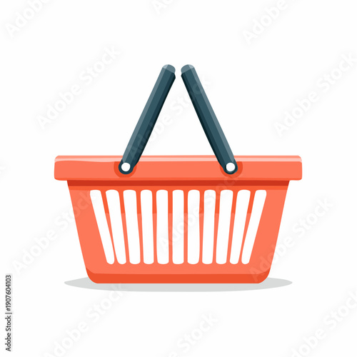 Vibrant Orange Shopping Basket Illustration for Retail and Grocery Concepts