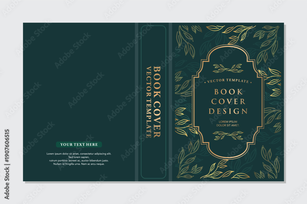 Naklejka premium Elegant Gold Botanical Book Cover Template