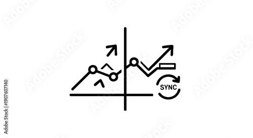 Wallpaper Mural Business growth chart with sync symbol and upward arrows on white background Torontodigital.ca