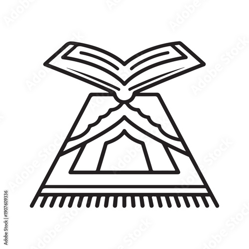 Open Quran on Rehal Line Icon