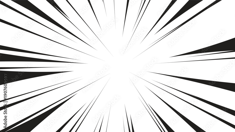 Obraz premium black and white rays background. comic speed lines exploding decoration