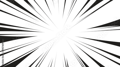 black and white rays background. comic speed lines exploding decoration