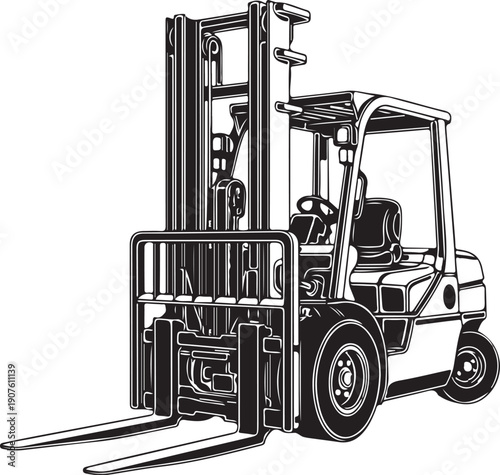 Black silhouette of a modern forklift truck