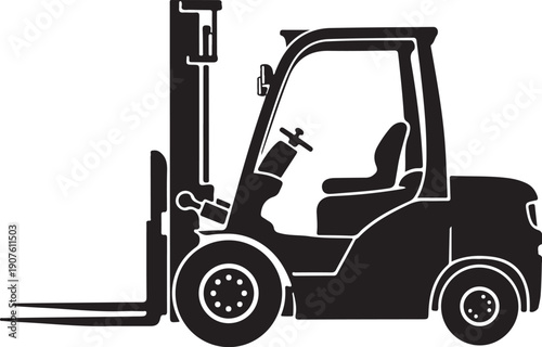 Black silhouette of a modern forklift truck