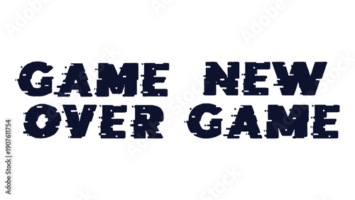 Glitchy Game Over screen with distorted text on white background