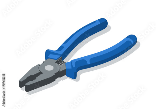 Blue-handled diagonal wire cutters on a white background viewed from above