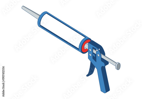 Caulk Gun Illustration Showing Tool and Mechanism in Detail View