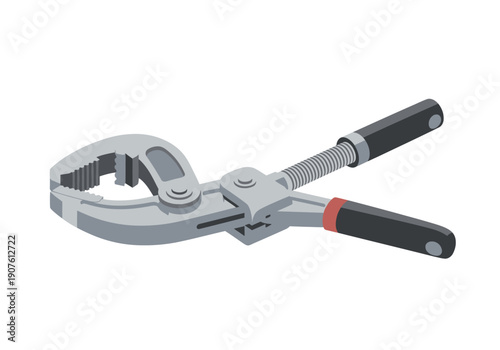 Adjustable wrench illustrated in a detailed graphic on a plain white background from a front viewpoint