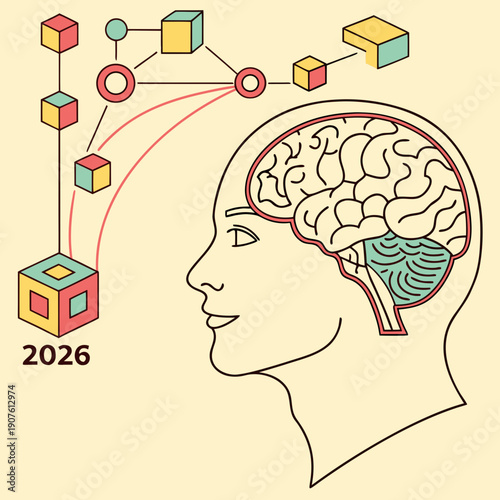 Human Brain Connected to Digital Data Network Conceptualization