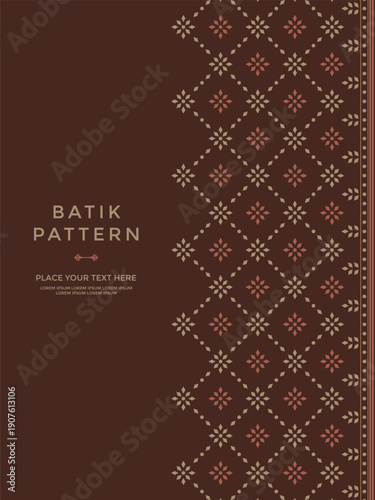 Elegant Brown Batik Style Geometric Motif Template with Dotted Diamond Shapes