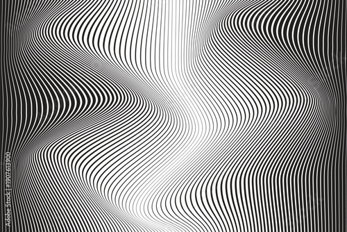 simple modern abstract black color thin to thick big to small blend halftone vertical wavy distort line pattern perfect for background, wallpaper.